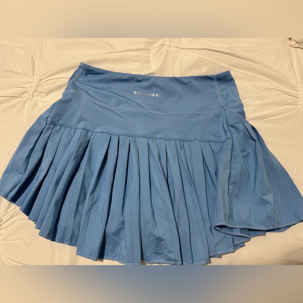 Gold Hinge Pleated Active Skirt – Dusty Blue
